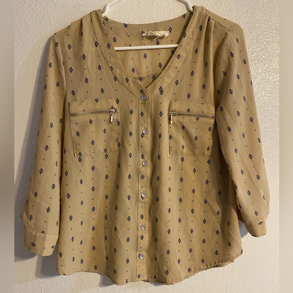 Sweet Wanderer Women's Tan Button-Up Top